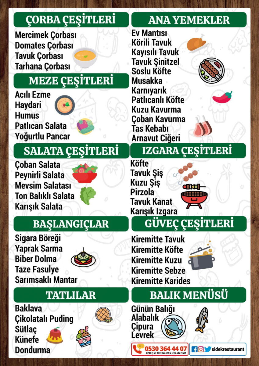 Kalkan Yemek İşletme Menüsü
