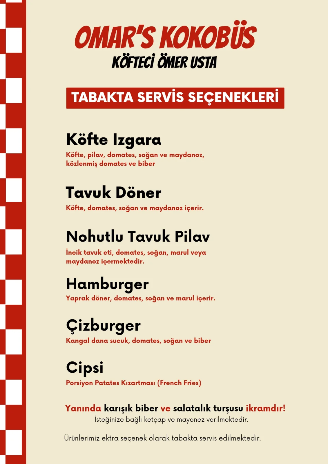 Kalkan Yemek İşletme Menüsü